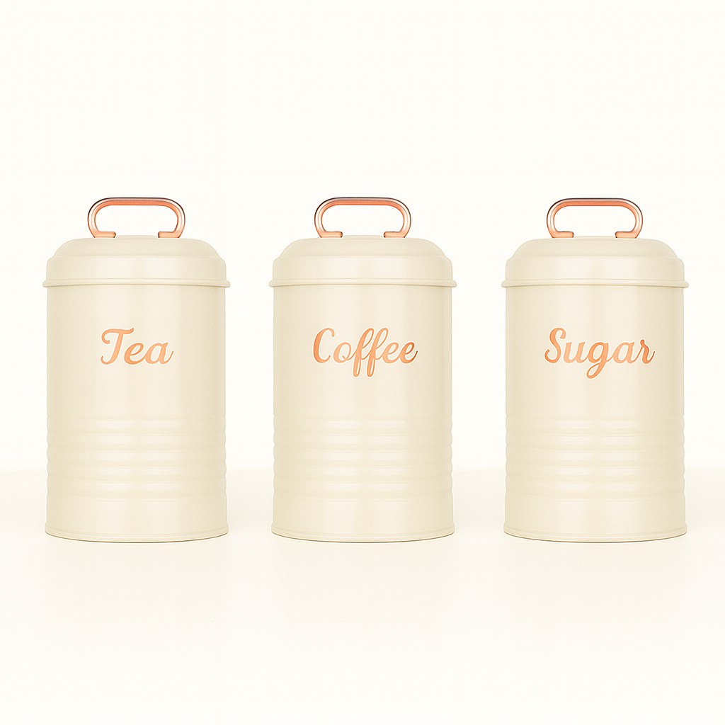 Vintage Metal Canister Set - Cream