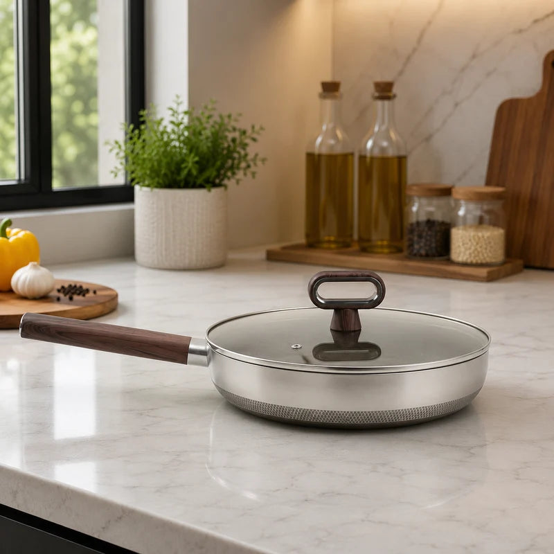 Titanium Coated Fry Pan with Glass Lid 24cm