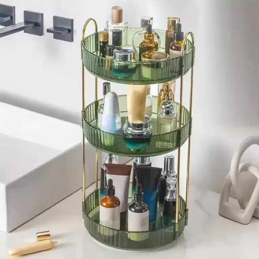 Luxury 360° Rotating Makeup Organizer, Transparent Cosmetics Storage Rack, Multifunctional Large Capacity Storage Box