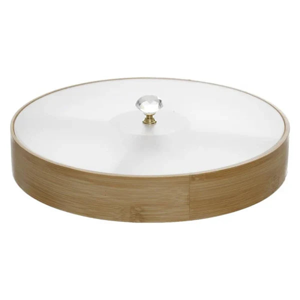 Dry Fruit Bamboo Serving Dish With Acrylic Lid