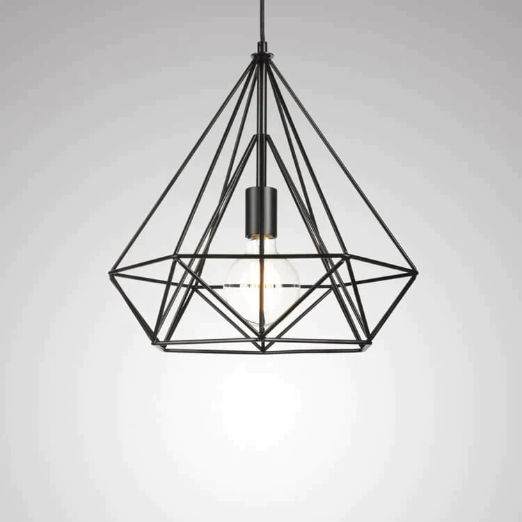 Sparkling Diamond Drop Pendant Lamp with vintage edison bulb