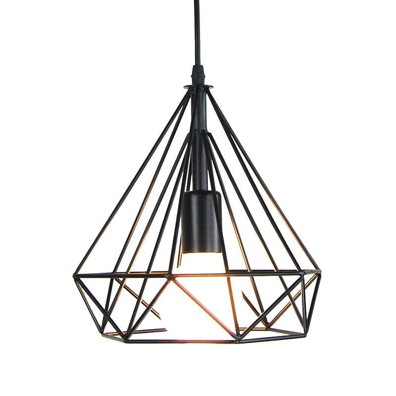 Sparkling Diamond Drop Pendant Lamp with vintage edison bulb