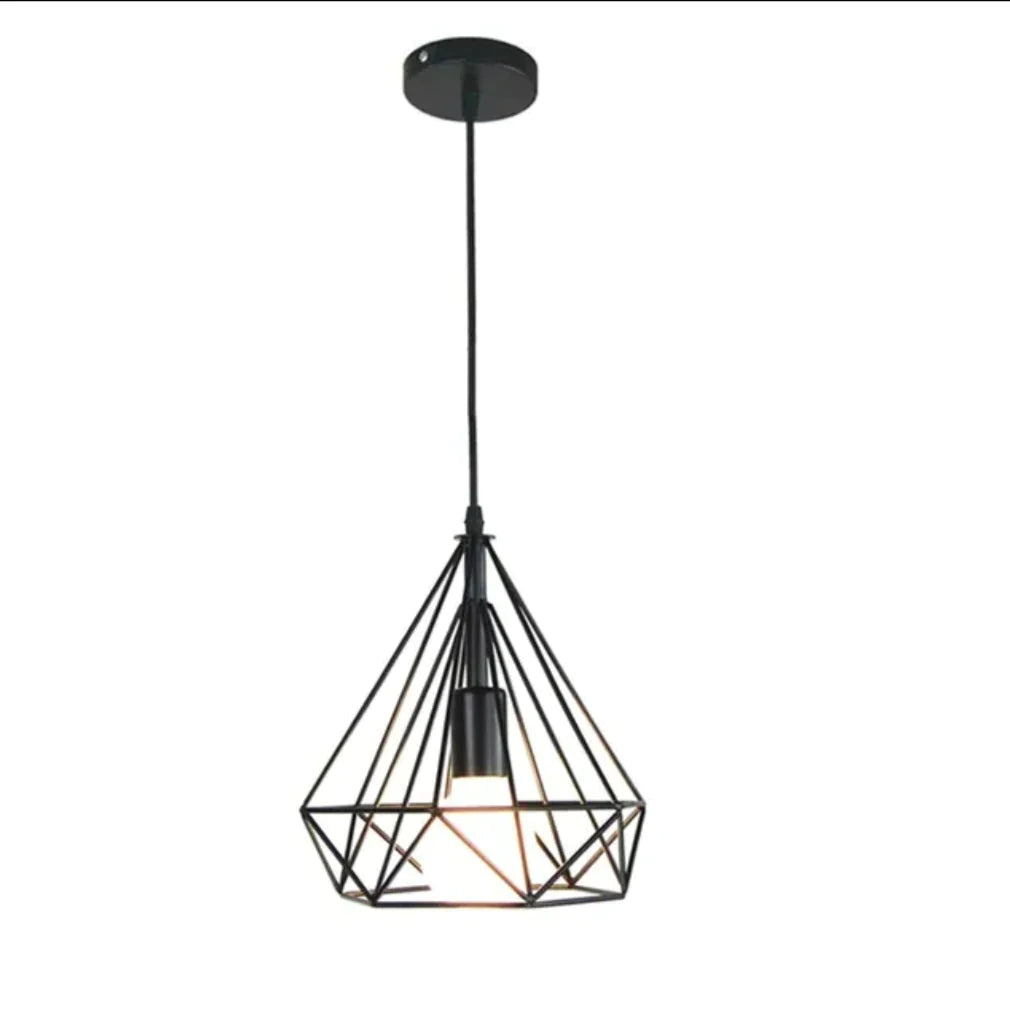 Sparkling Diamond Drop Pendant Lamp with vintage edison bulb