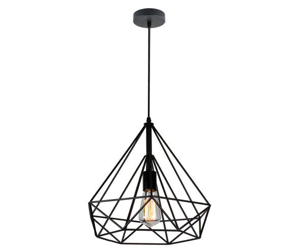 Sparkling Diamond Drop Pendant Lamp with vintage edison bulb
