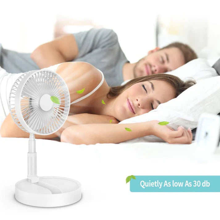 Folding Portable Telescopic Floor/Desk USB Fan With Rechargeable Battery 3 Speeds Adjustable Height