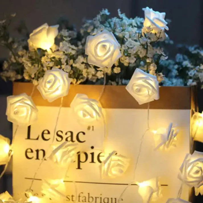 20 LED White Rose Lights