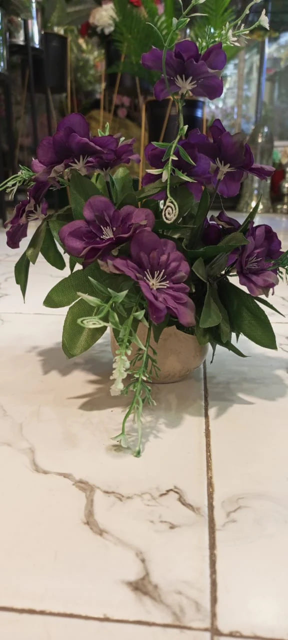 Marble Pot With Artificial Flower Arrangements