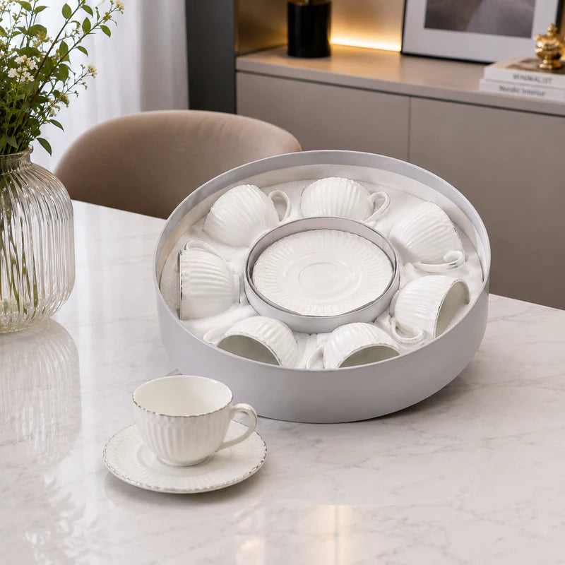 Royal Shell Ceramic Coffee Set - 12Pcs