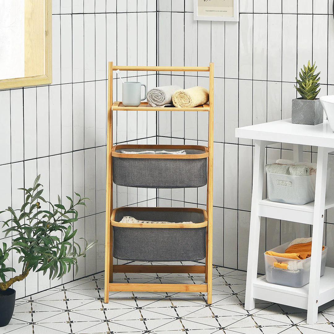 Wooden 2-Tier Laundry Storage Rack