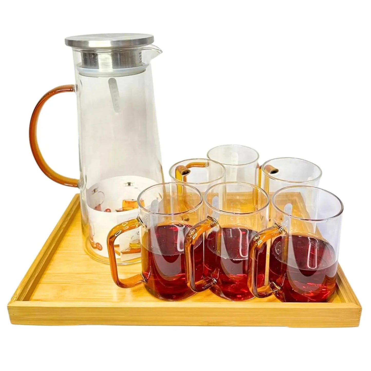 8 Pcs Water Set with Bamboo Tray