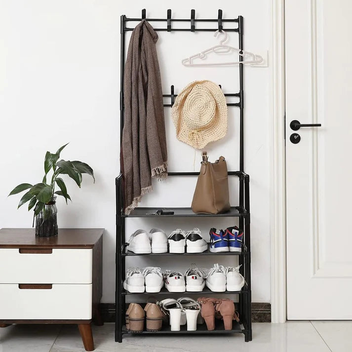Multifunctional 4 Layers Shoe & Coat Rack, Metal Storage Rack