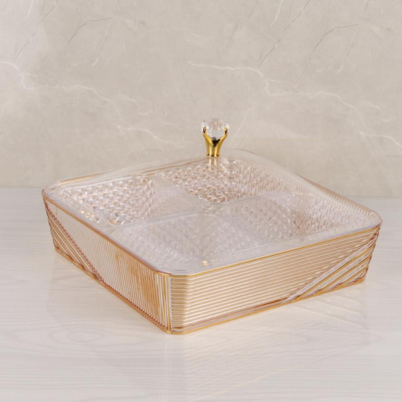 Acrylic Dry Fruit Tray With Lid – Stylish Square Serving Box