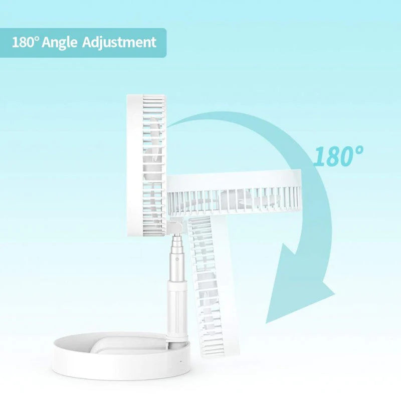 Folding Portable Telescopic Floor/Desk USB Fan With Rechargeable Battery 3 Speeds Adjustable Height