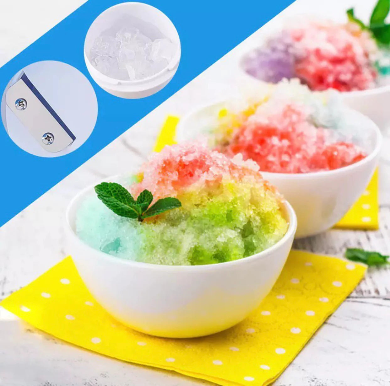 Portable Manual Ice Shaver Snow Ball Machine, Mini Ice Shaving Machine, Ice Cream Grinding Machine
