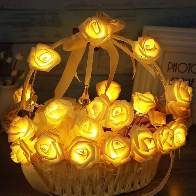 20 LED White Rose Lights