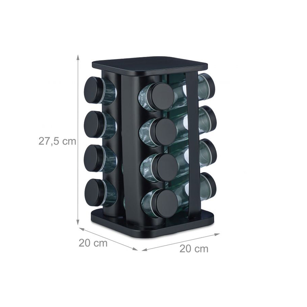 Modern Matte Black Revolving Spice Organizer (16 Pc.)