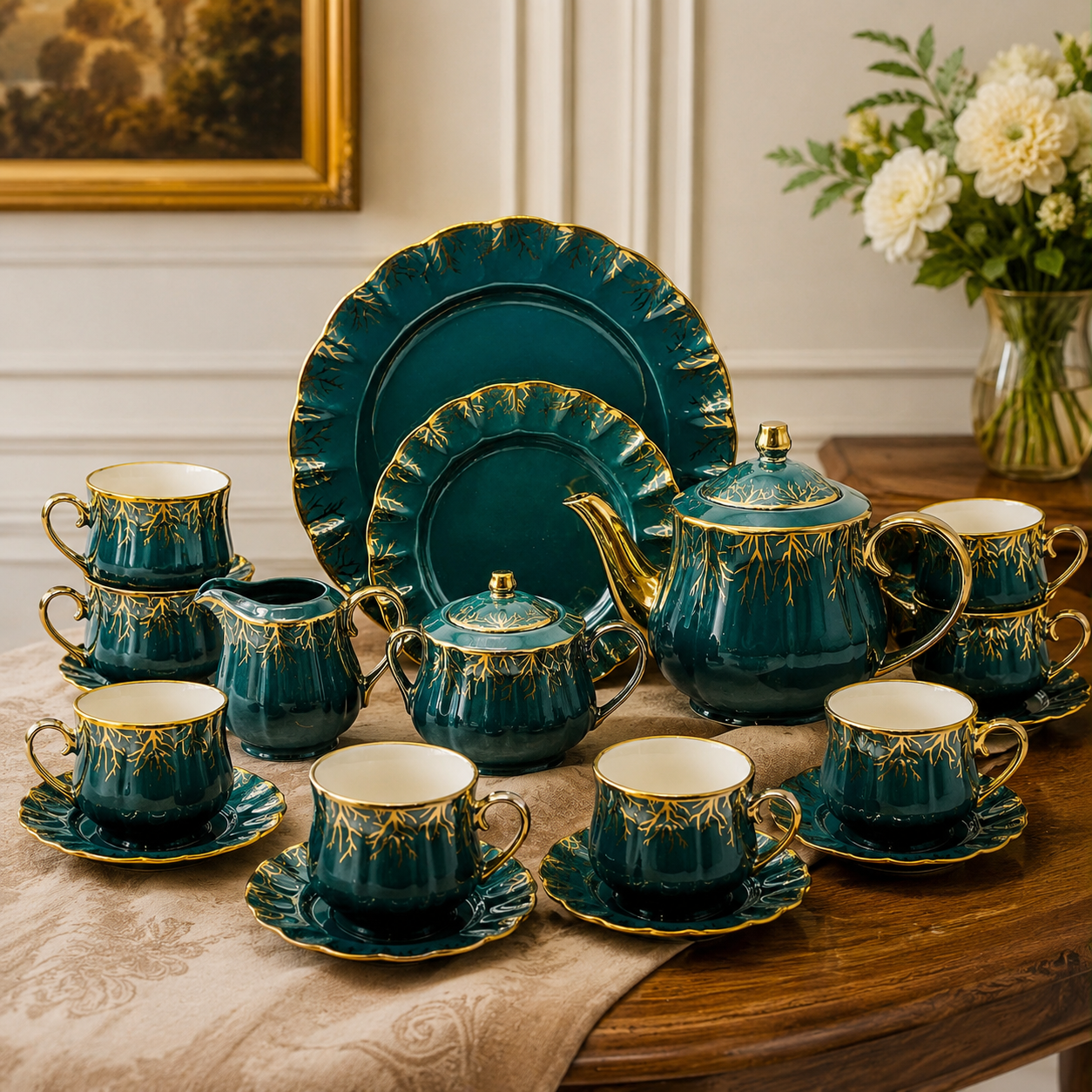 Luxe Gold 24-Piece Tea Set