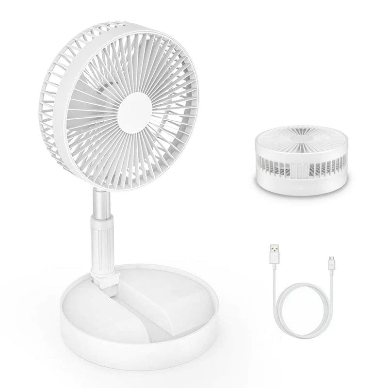 Folding Portable Telescopic Floor/Desk USB Fan With Rechargeable Battery 3 Speeds Adjustable Height