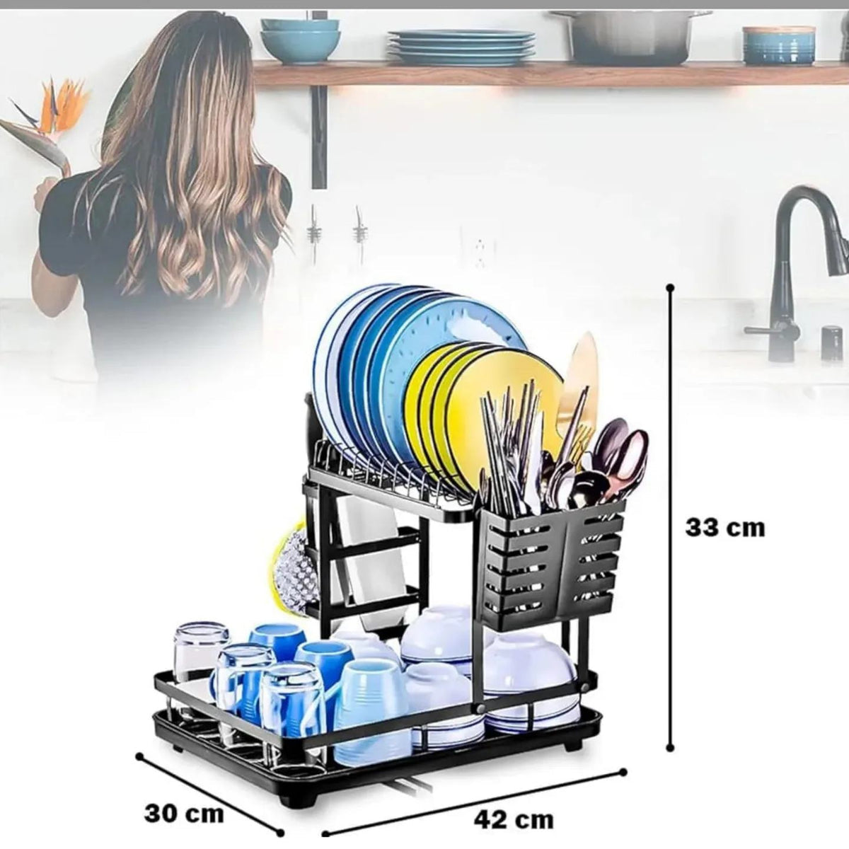 PREMIUM 2 LEVEL DISH DRYING RACK