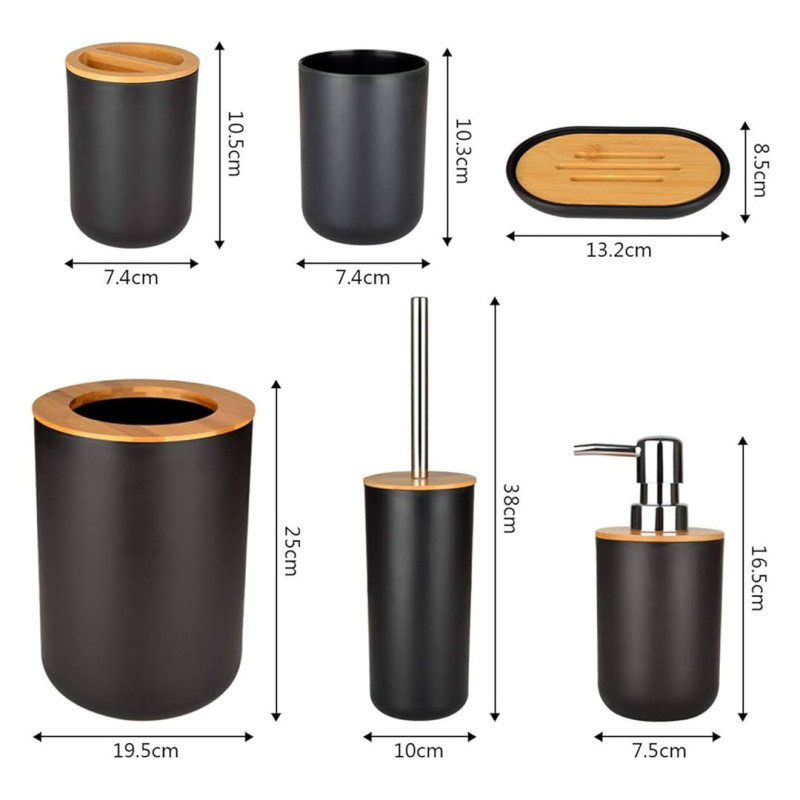 6 Pcs Bathroom Set With Wooden Lid