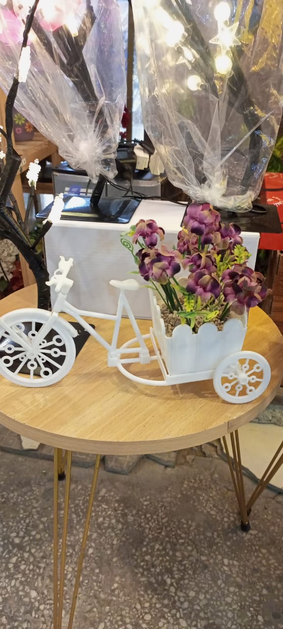 Table Cycle Stand Pot with Flower Arrangements