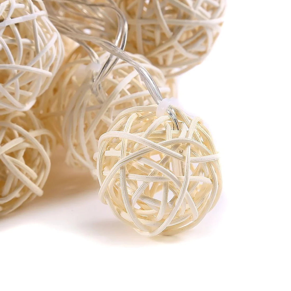 Ascension Thai Warm White Color Rattan Ball String Lights Series