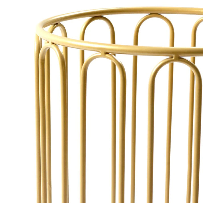 Electroplated Modern Round Metal Laundry Basket With Wheels