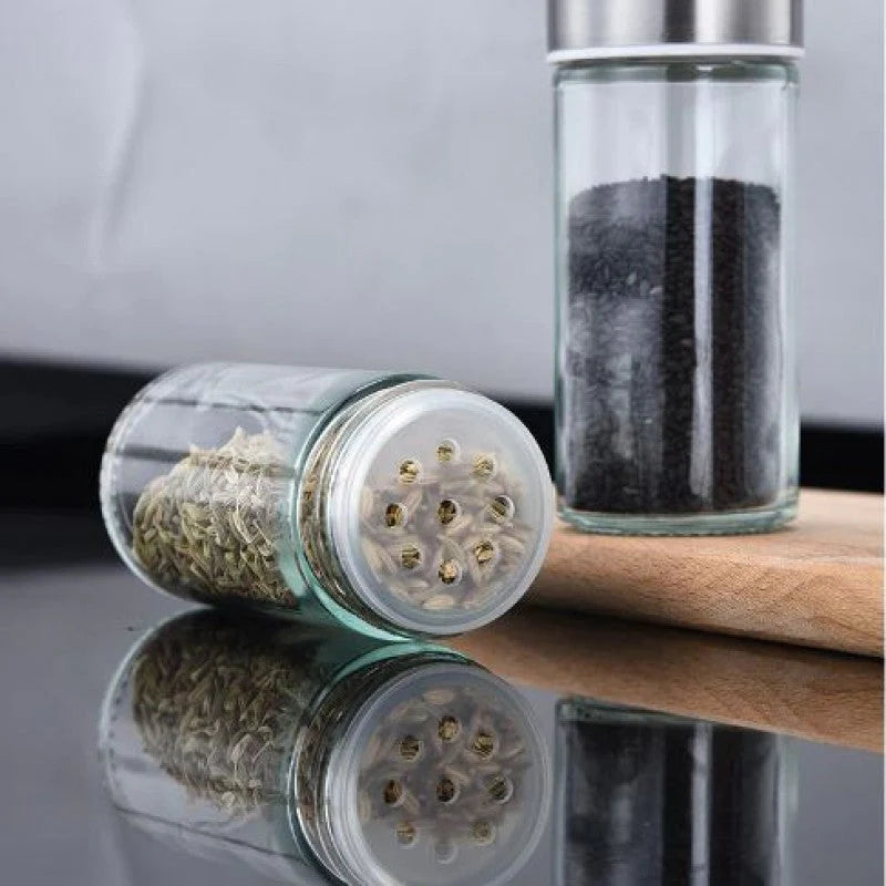 Stainless Steel Condiment Set Spice Jar Rack, 16Pcs Kitchen Cruet Condiment Bottle