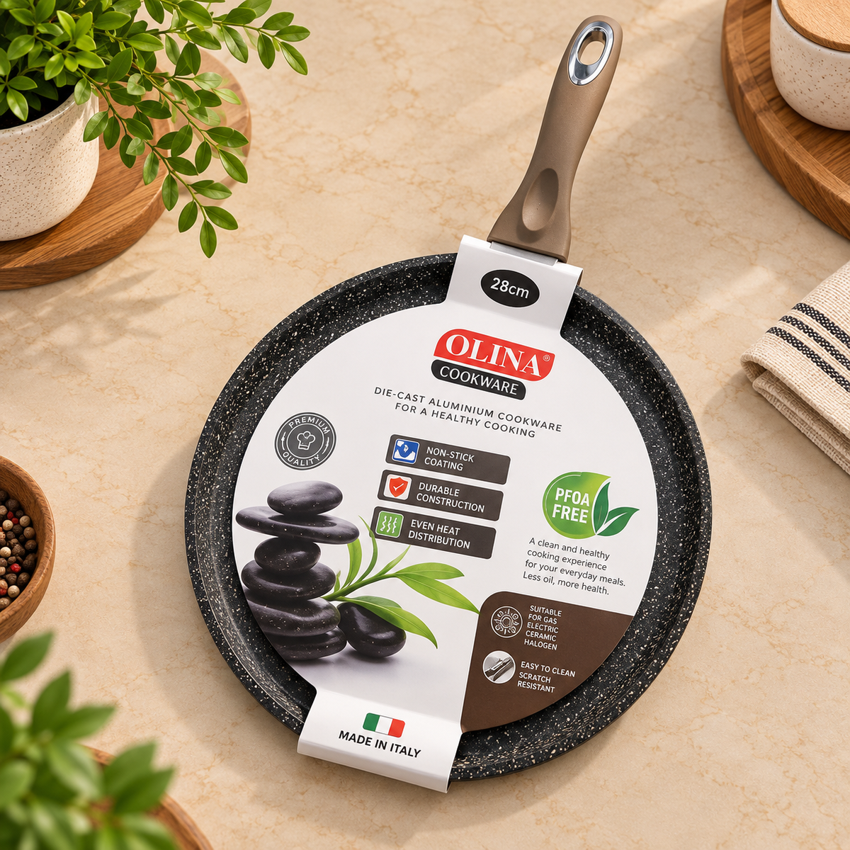Olina Non-Stick Die-Cast Aluminium Tawa