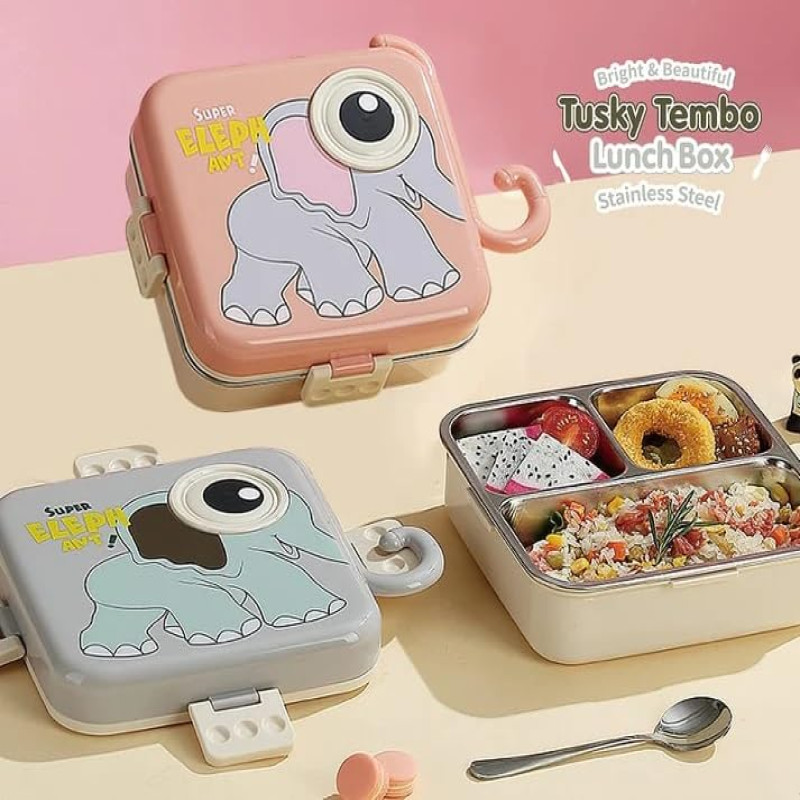 Super Elephant Cartoon Lunch Box With Compartments – Kids’ Lunch Solution