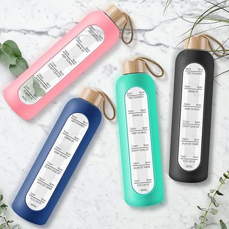 Time-Marked Water Bottle With Bamboo Lid