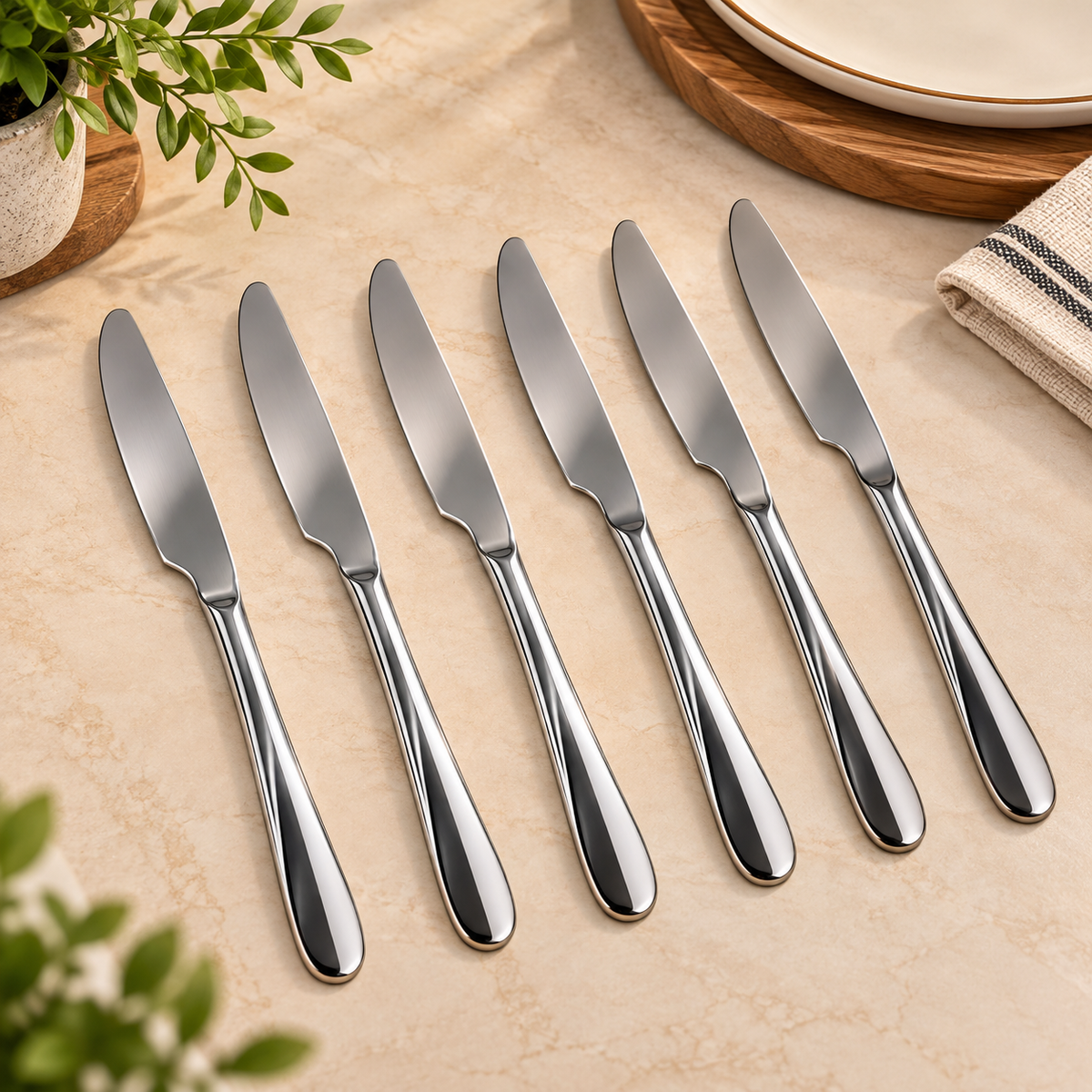 Premium Silver Stainless Steel Knife Set – 6 Pcs