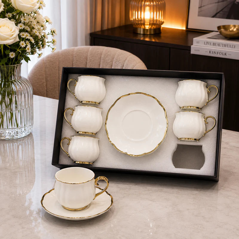 Royal Pearl Ceramic Coffee Set - 12Pcs