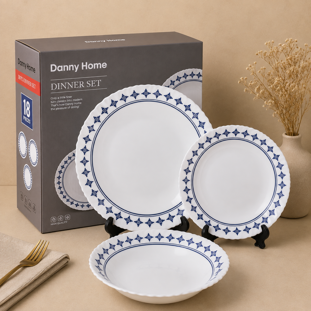 Danny Home™
Danny Home 18 Pcs Blue Heritage Dinner Set