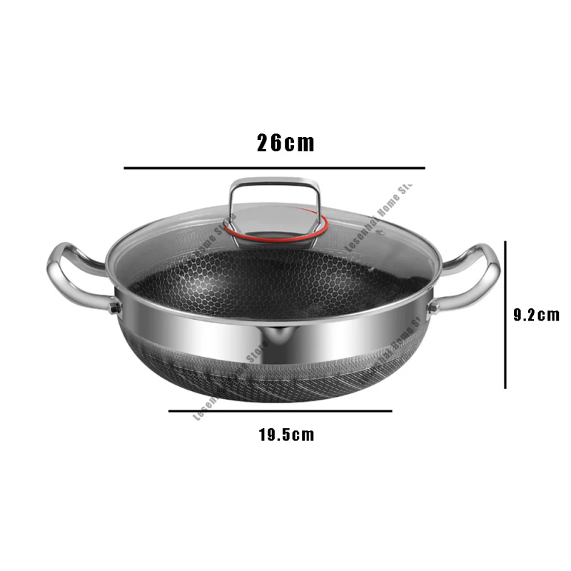 Non-Stick Wok Egg Pan, Stainless Steel Soup Pot, Honeycomb Induction Cooker, Gas Stove