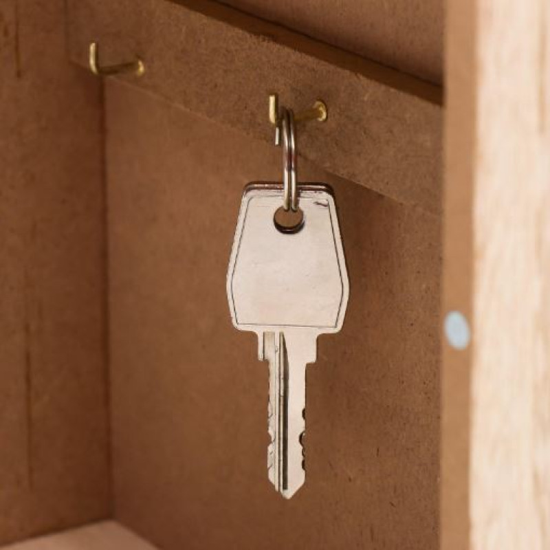 Wooden 6 Hooks Key Holder Box