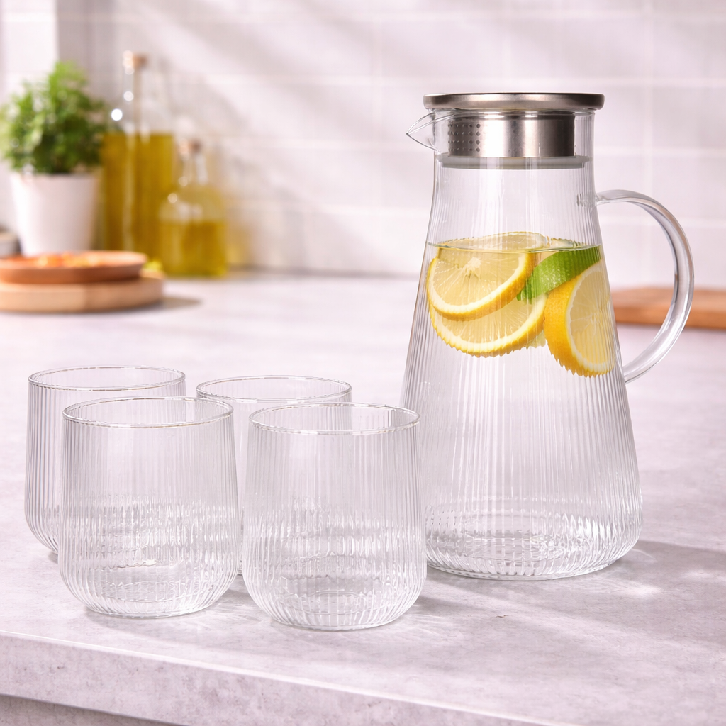 Danny Home 5-Piece Glass Juice Jar & Glasses Set