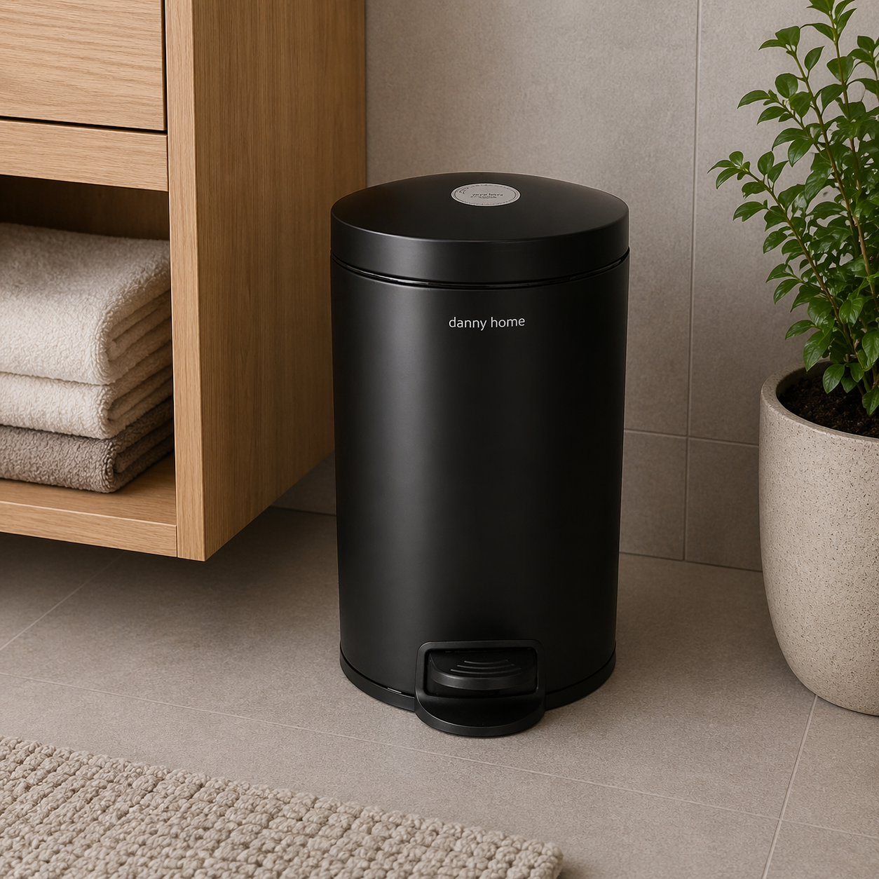 Danny Home Black Garbage Can 12L