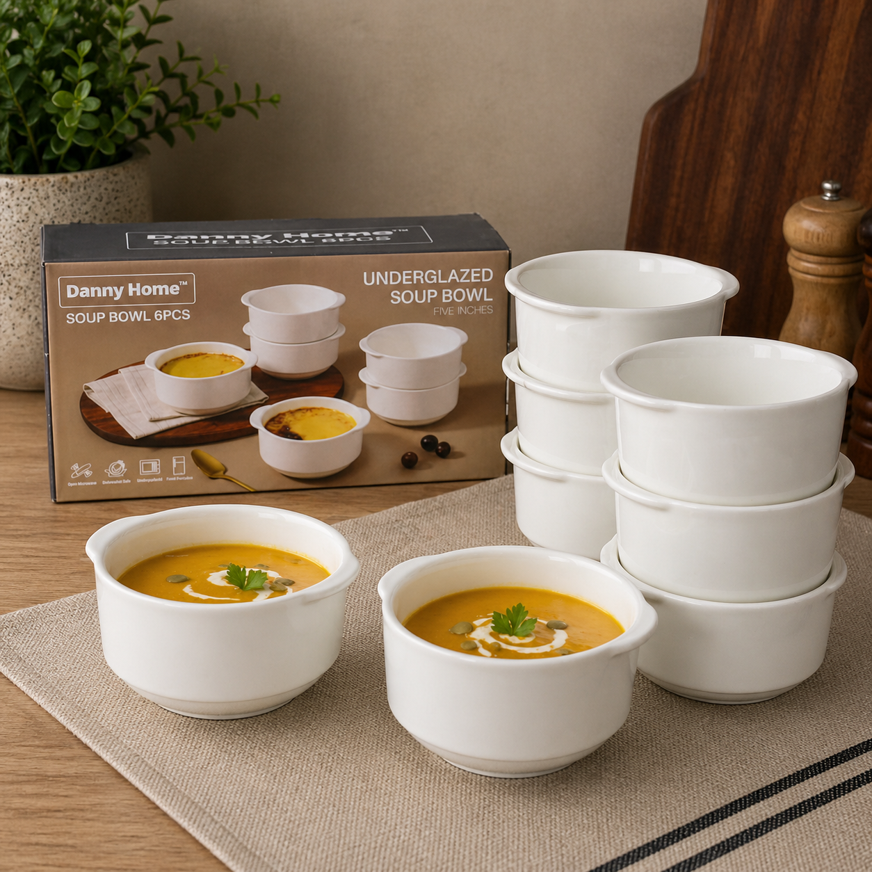 Danny Home Ceramic Soup Bowl Set 6pcs