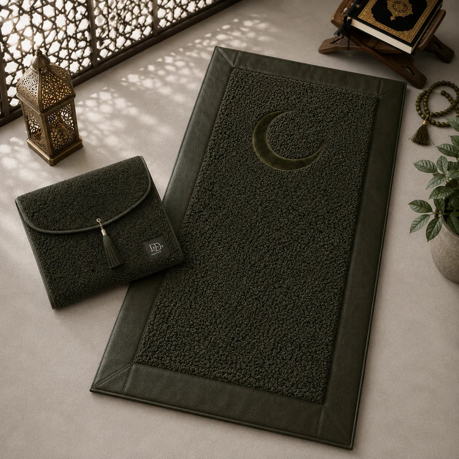 HomeIbadah Turkish Fleece Prayer Mat - Army Green