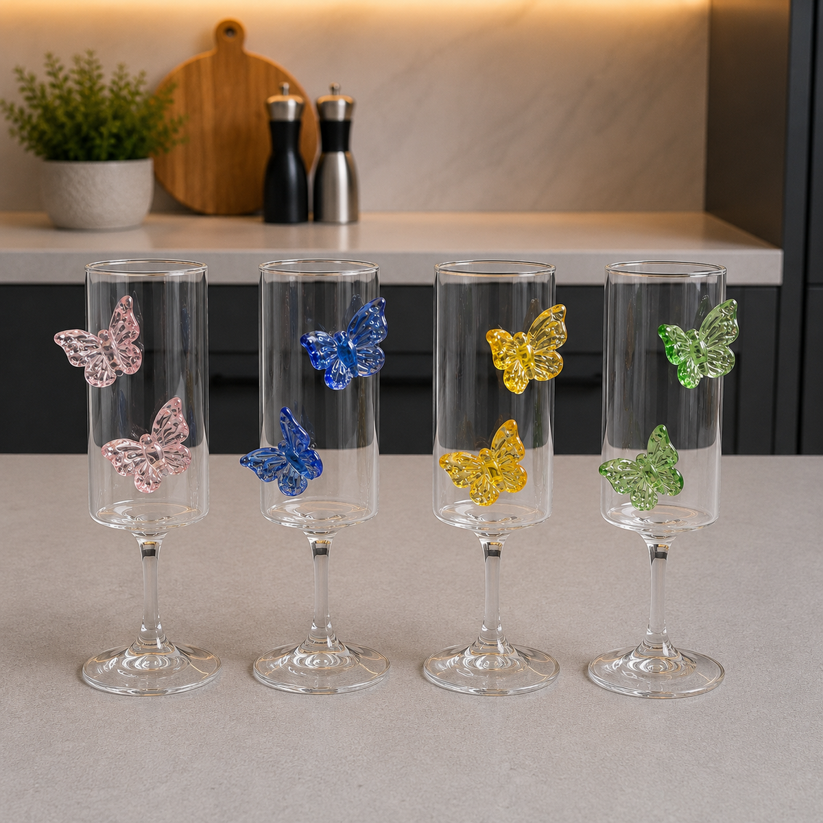 Crystal Butterfly Flute Glass 1 piece