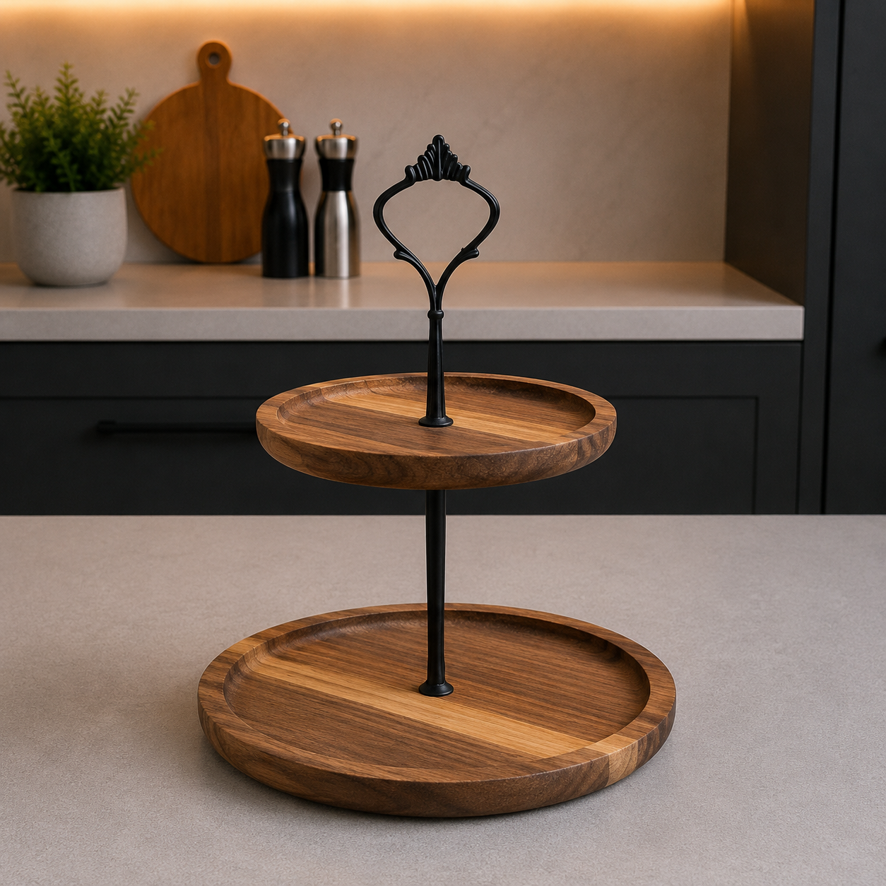 2-Tier Wooden Serving Stand