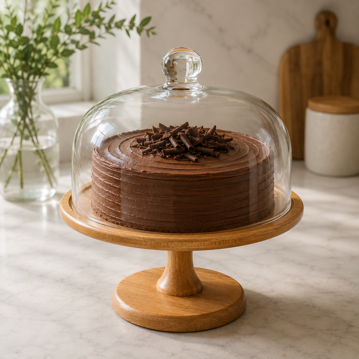 Rotating Cake Stand with Glass Dome