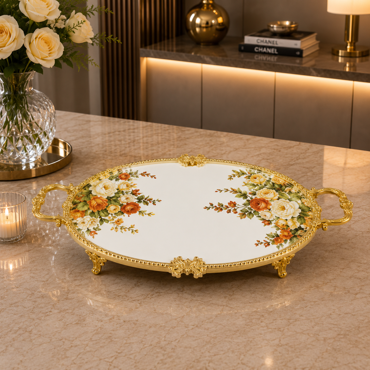 Brilliant Royal Grande Gold Oval Serving Tray – 46x30x6cm