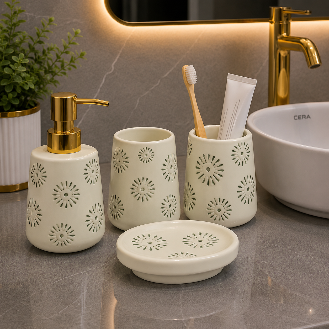 Brilliant Luxury Apple White Bathroom Accessory Set