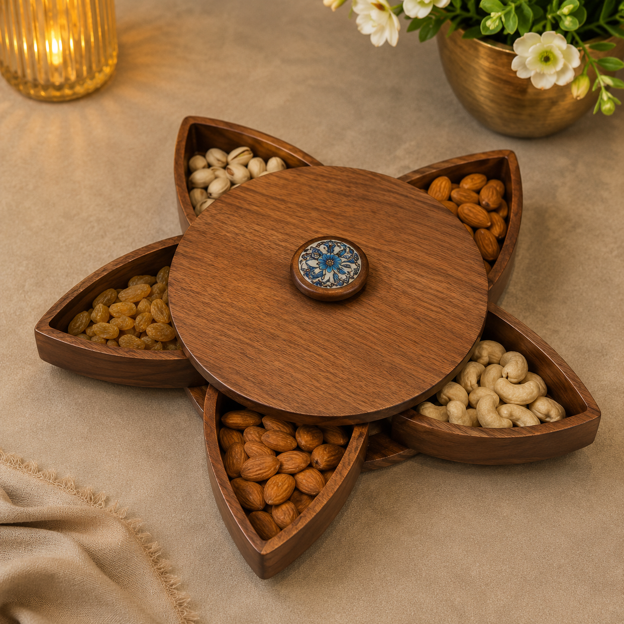 Bloom Petal Dry Fruit Serving Tray