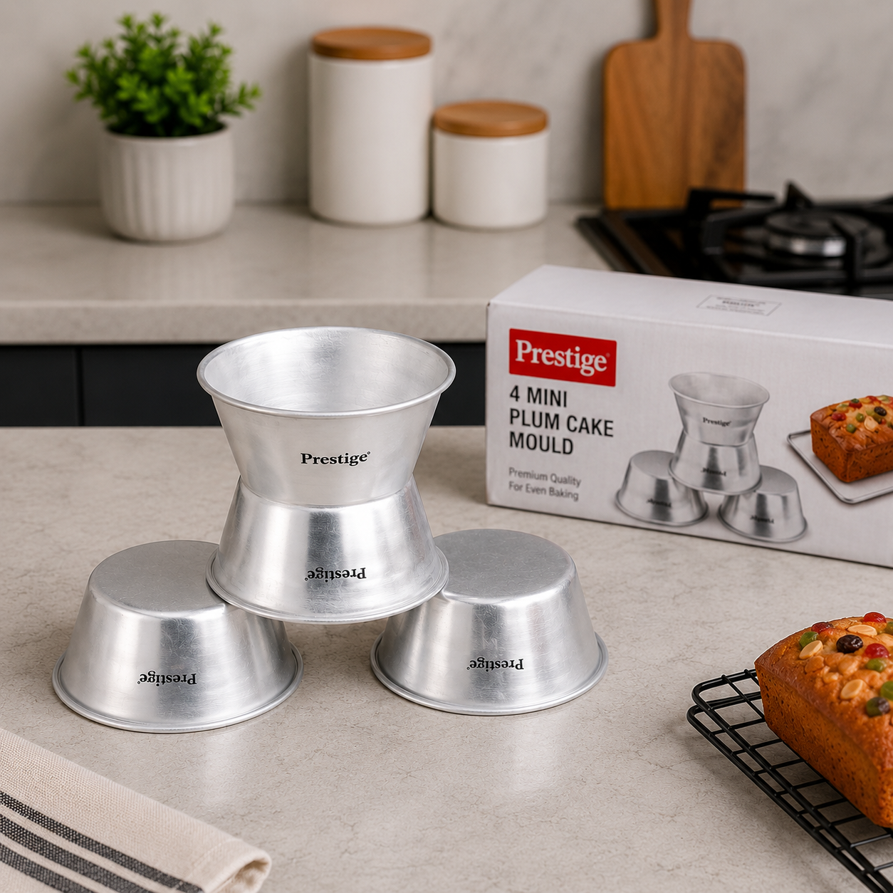 Prestige 4 Pcs Mini Plum Cake Mould Set