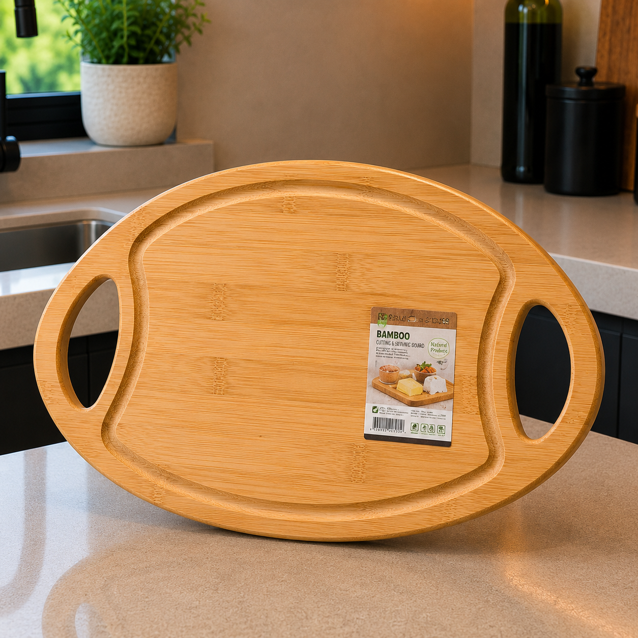 Bamboo Wood Oval Serving & Chopping Board