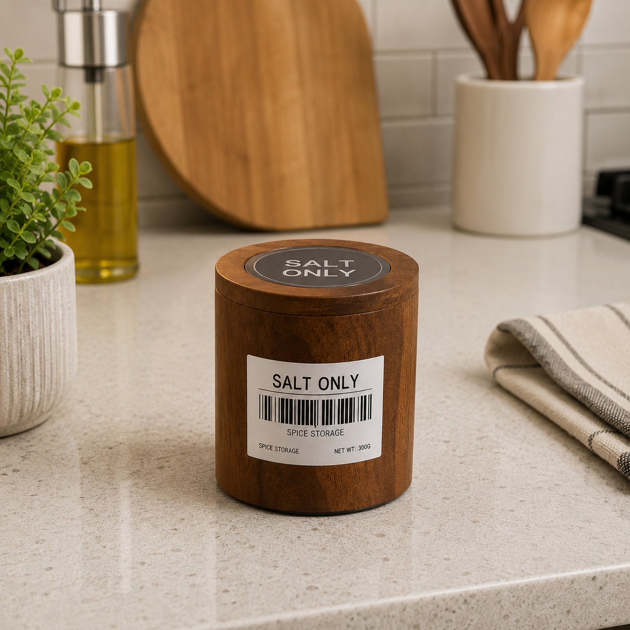 Dark Wood Salt Container