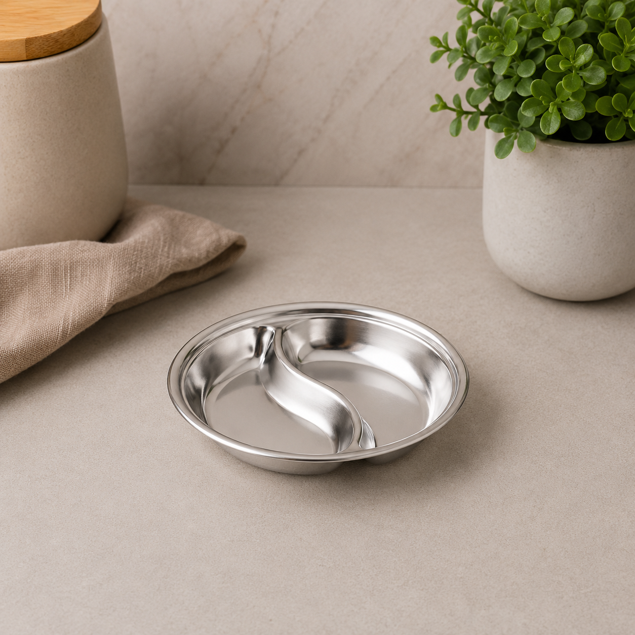 1×2 Sauce Dish – 14cm Silver Finish